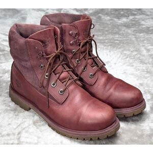 Timberland Premium Dark Red Burgundy Nubuck Waterproof Classic Boots Womens 9